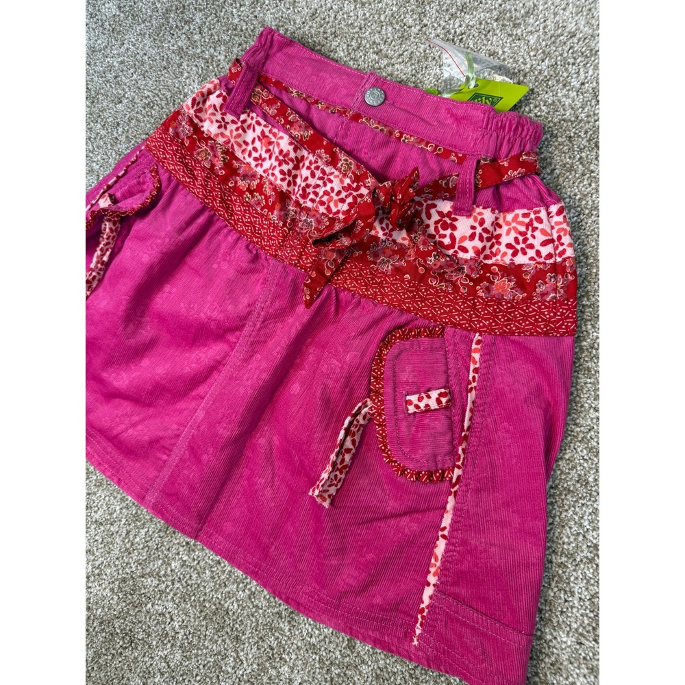NEW Oilily Kids Travisi Pink Corduroy Floral Mixed Print Skirt 128 8Y 8‎